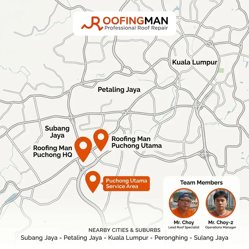 Roofing Man Puchong service coverage map